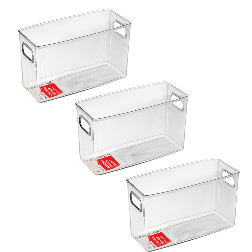 3x Boxsweden Crystal Plastic Storage Container 25cm Fridge/Pantry Organiser