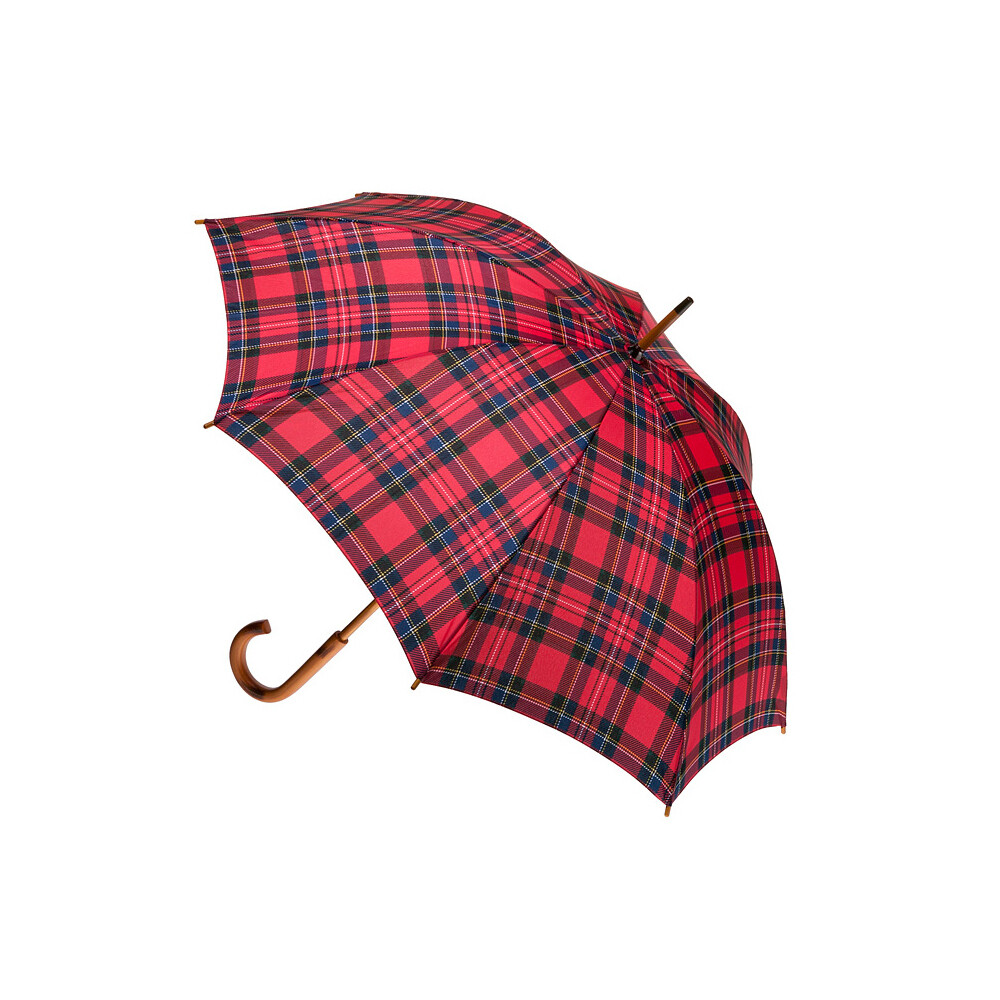 Clifton Women Walking Umbrella 103cm Wood Handle Windproof Royal Stewart Tartan