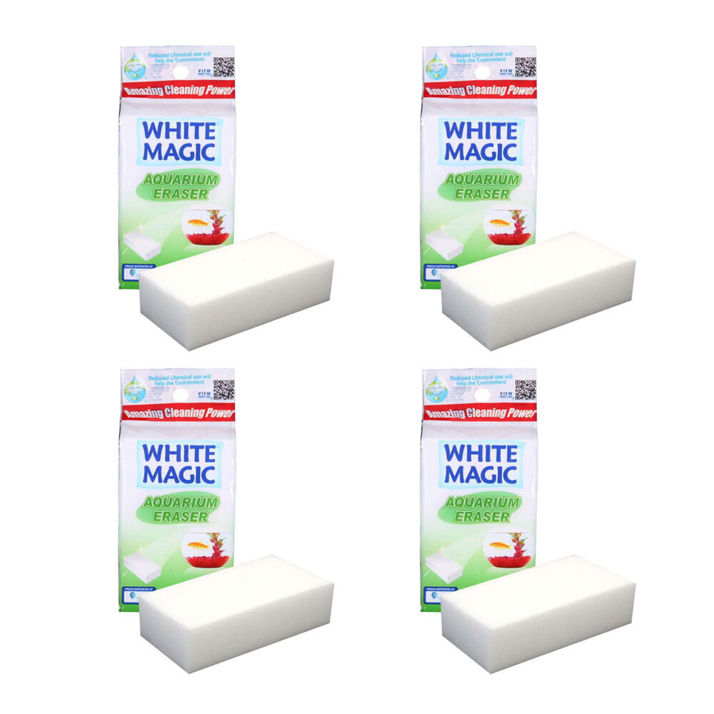 4x White Magic Aquarium Eraser Sponge Glass/Acrylic Fish Tank/Terrariums Cleaner