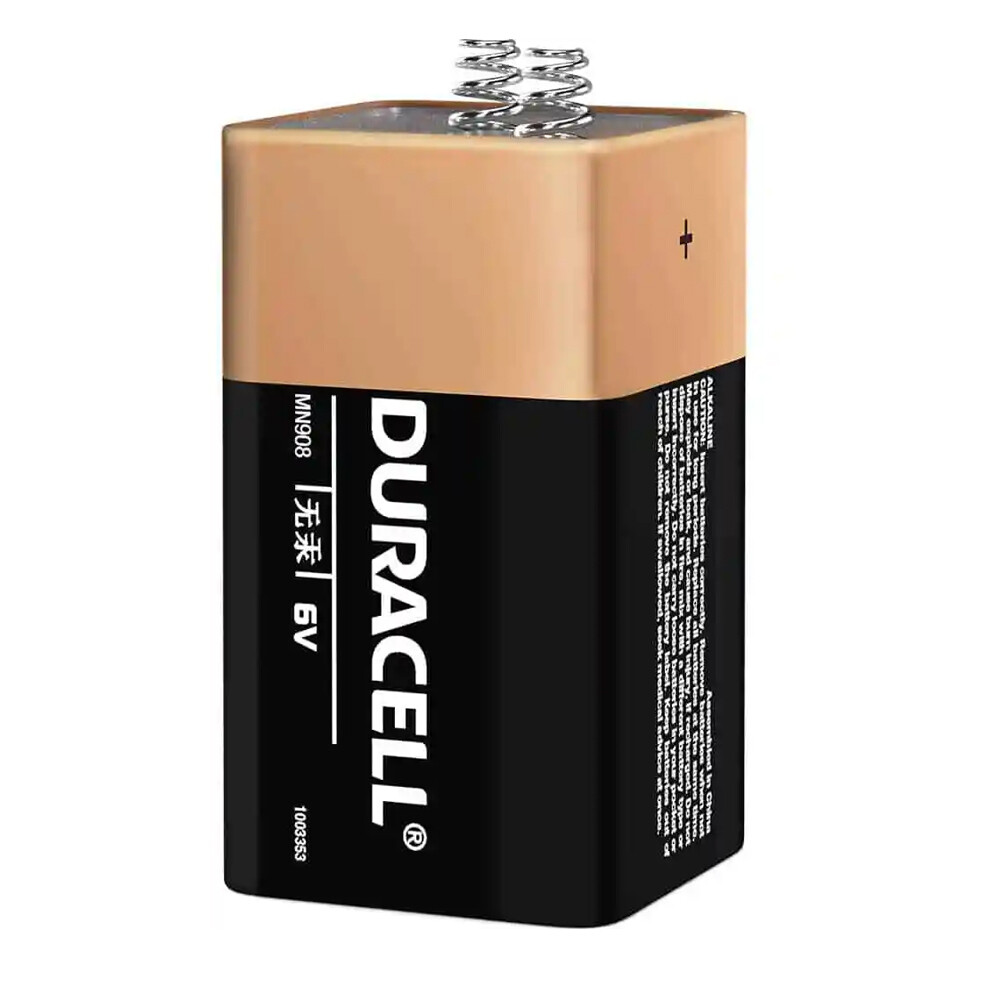 Duracell DMN908 6V Alkaline Disposable Block Battery 12cm Spring Top