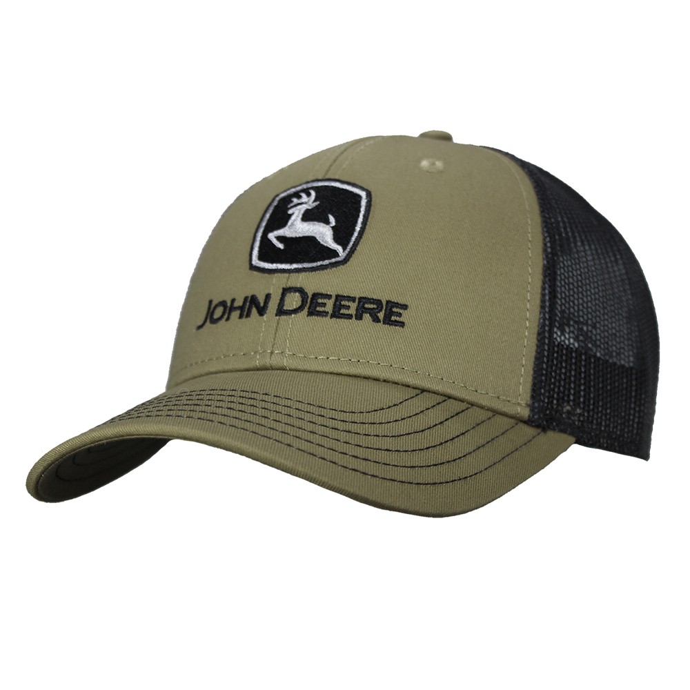 John Deere 13080868OV00 Men s Snapback 6-Panel Olive Cotton Twill Mesh Cap