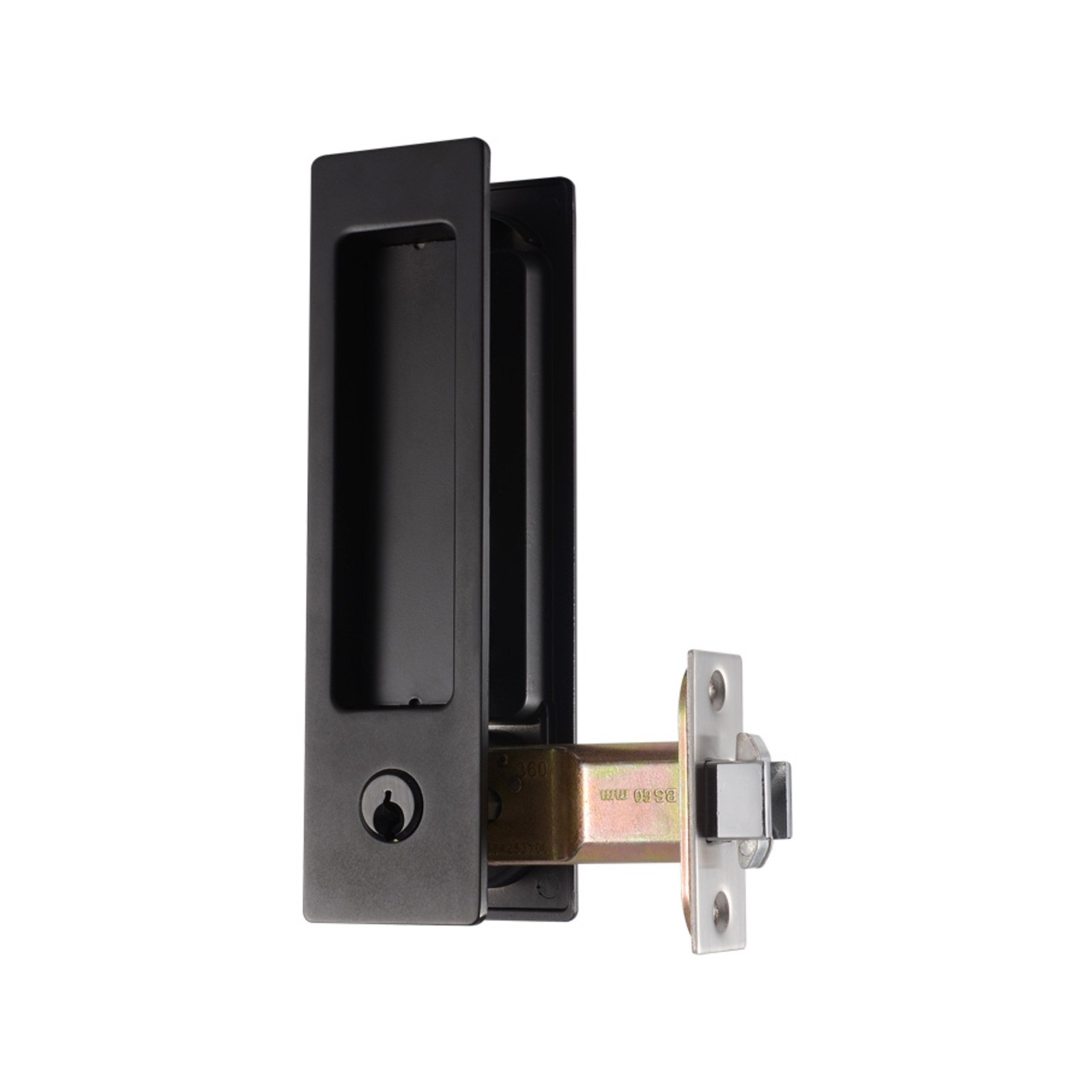 Delf Black Matt Rectangular Cavity Sliding Entrance Door Lock