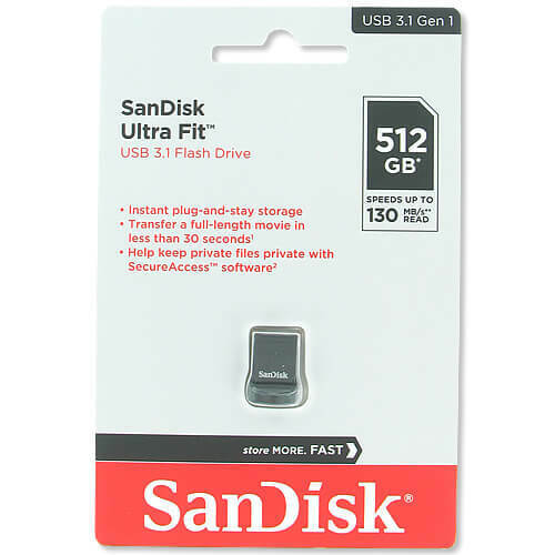 SanDisk Ultra Fit SDCZ430 512GB USB 3.1 Mini Flash Drive Memory Stick