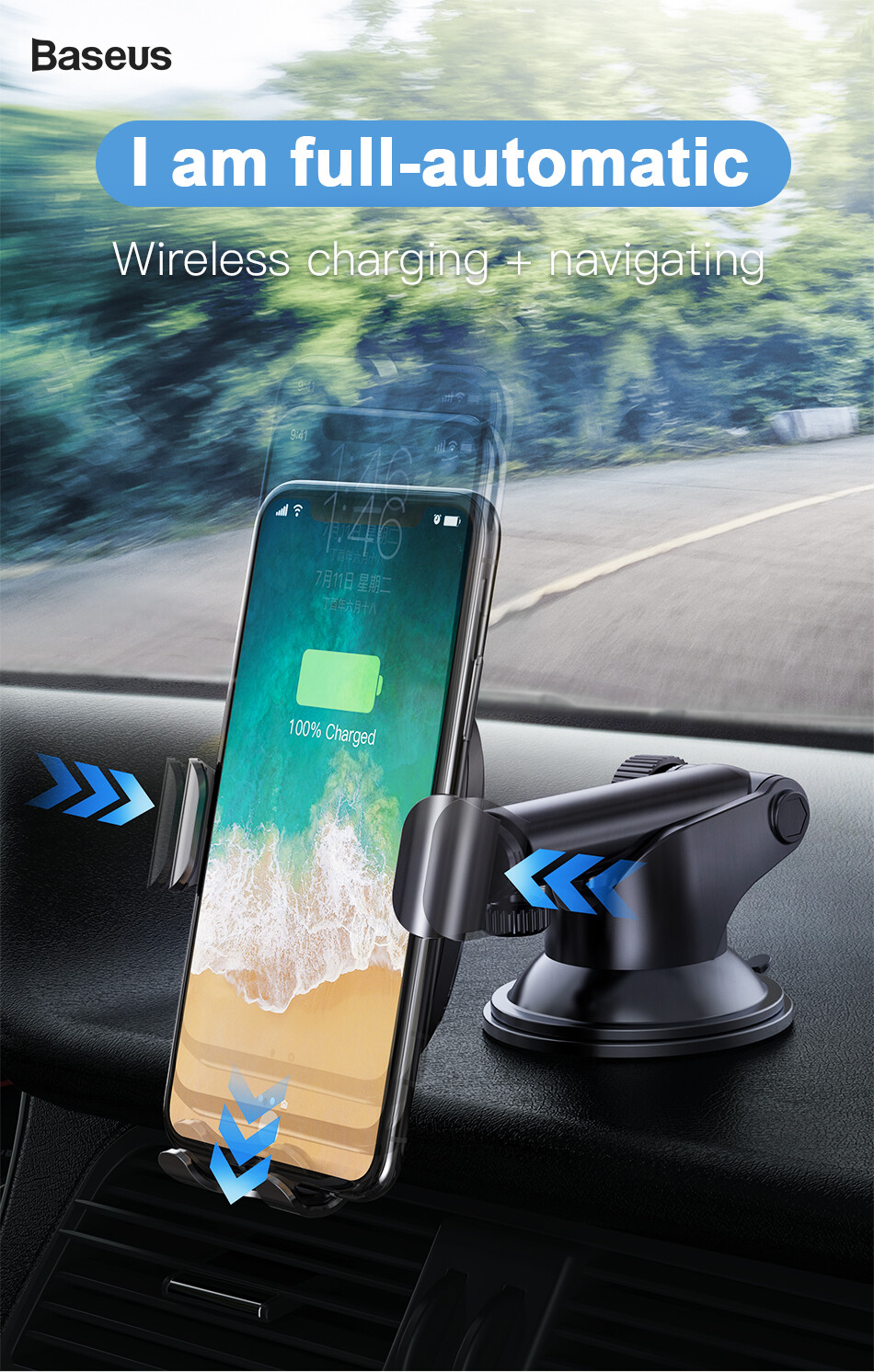 Joyroom Car Holder Baseus Wireless Qi Charger Gravity Car Mount Adjustable Arm