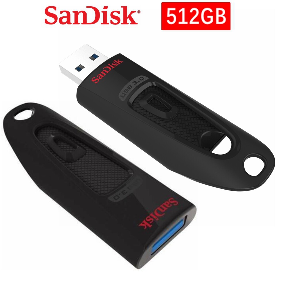 SanDisk Ultra USB 3.0 Flash Drive 512GB Black PC MAC Laptop CZ48 100MB/s