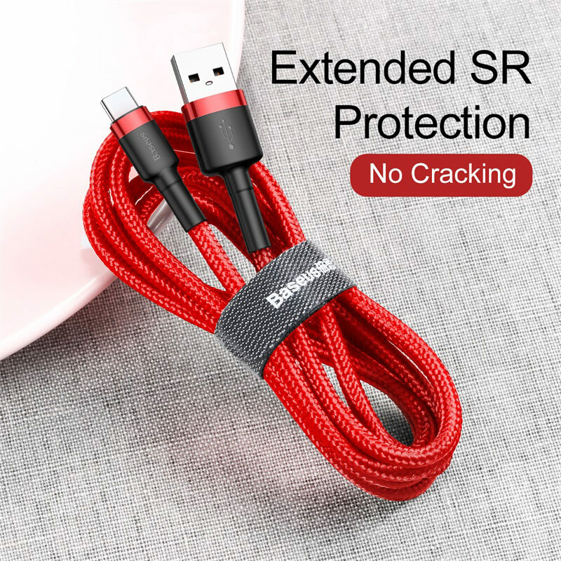 Baseus Cafule Phone Cable USB to Type-C Fast Charging 3A 0.5M Red