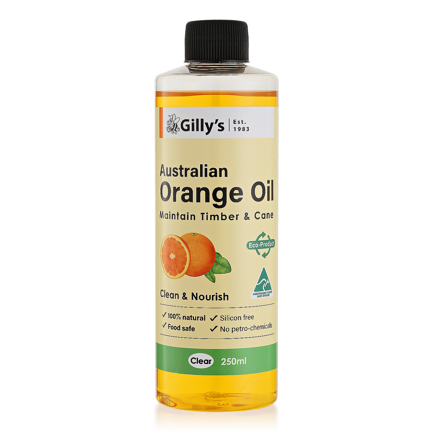 GILLY&apos S Australian Orange Oil 250ml Natural Timber/Cane Polish 23009