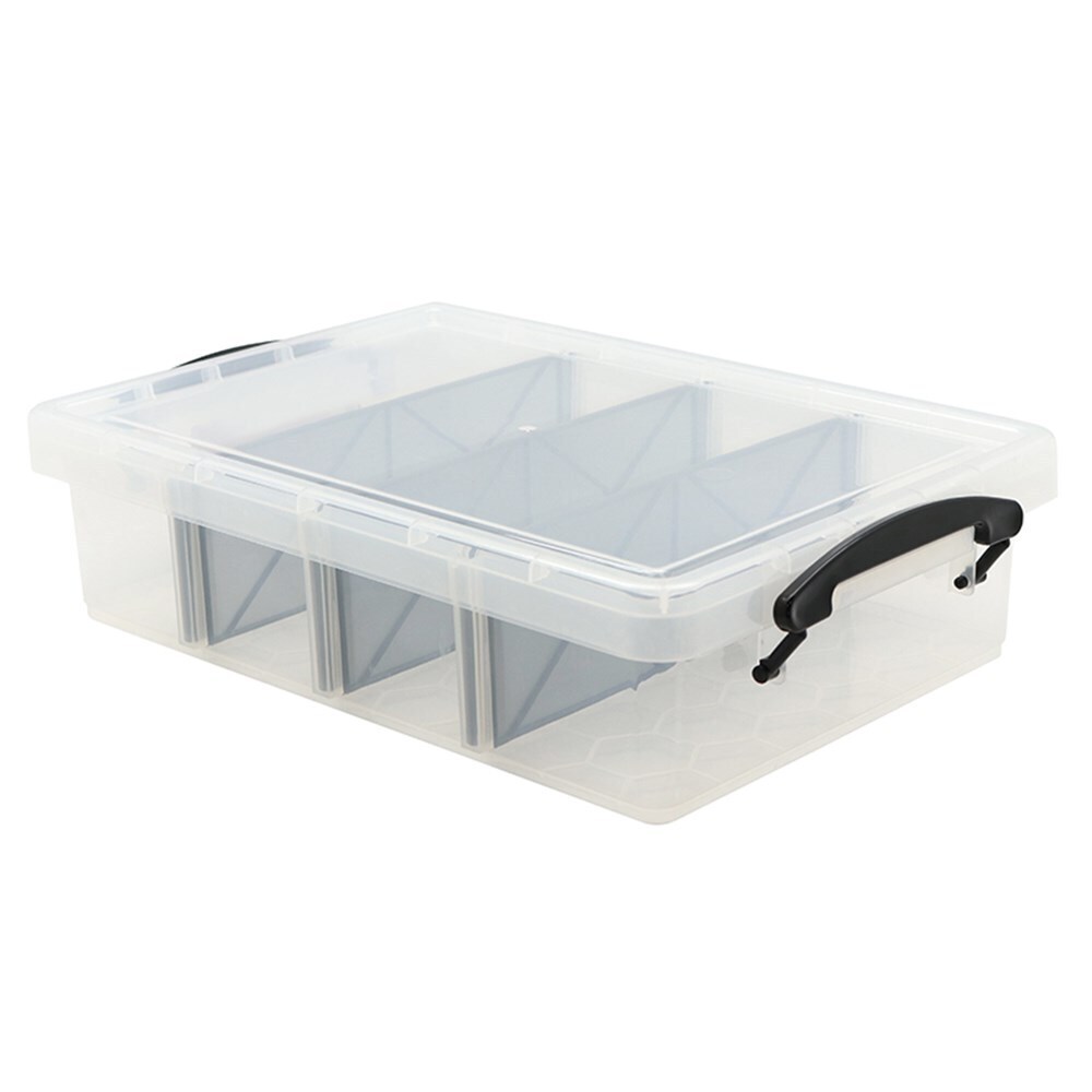 Boxsweden 6L 4 Section Compartment Storage Organiser Container Box Clear Plastic