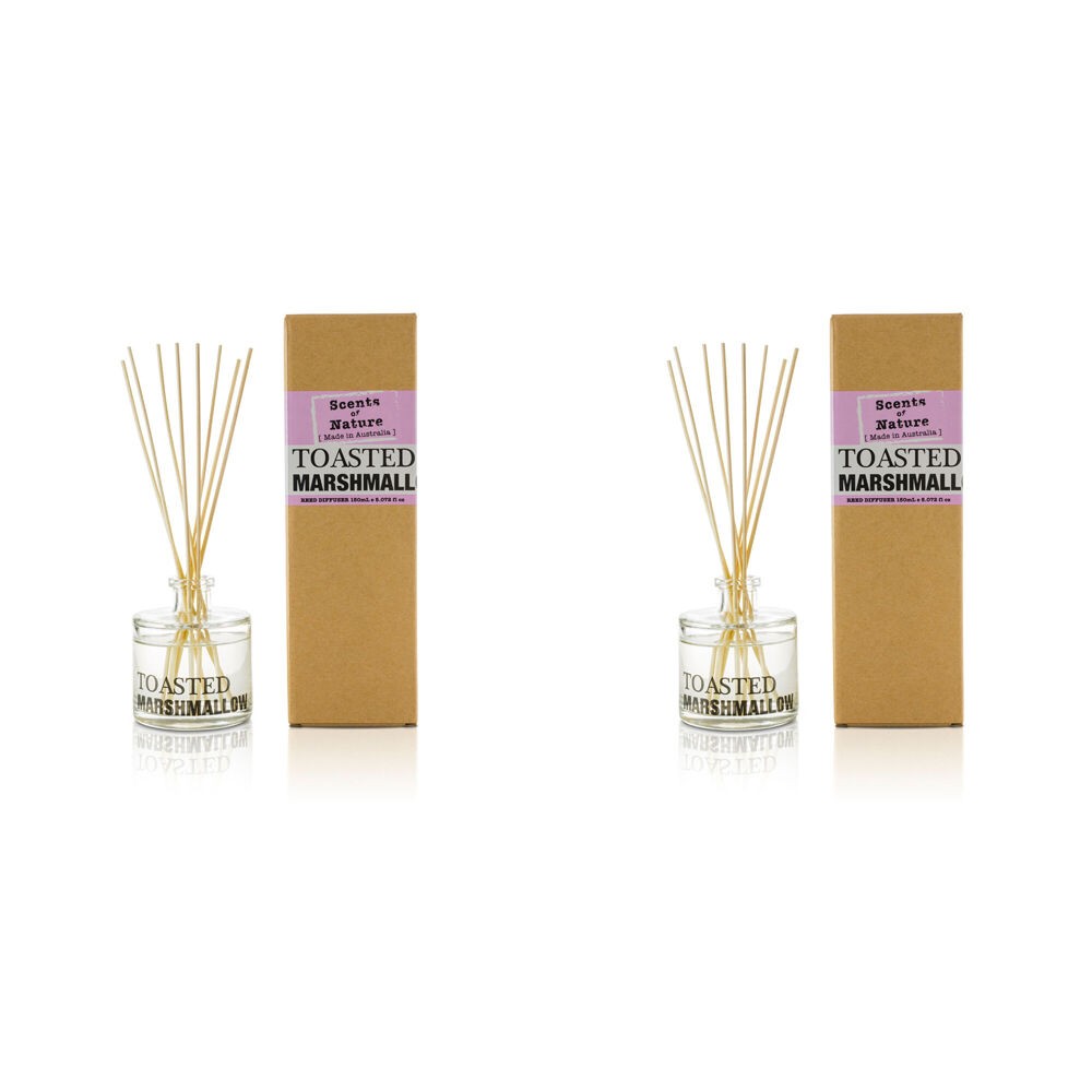 Scents Of Nature 2PK Toasted Marshmallow Reed Diffuser Sweet Scent 150ml Glass