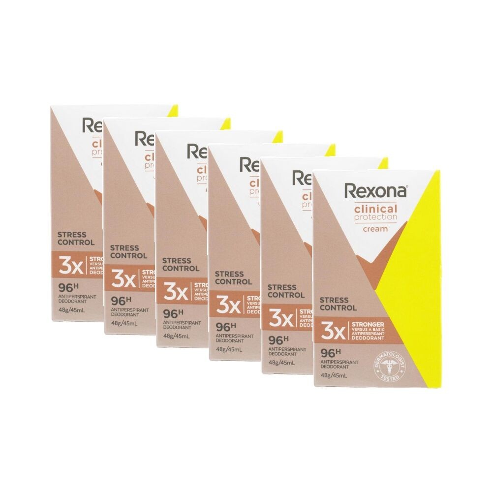 6PK Rexona Women s Antiperspirant Deodorant Cream Clinical 96Hr Protection 45ml