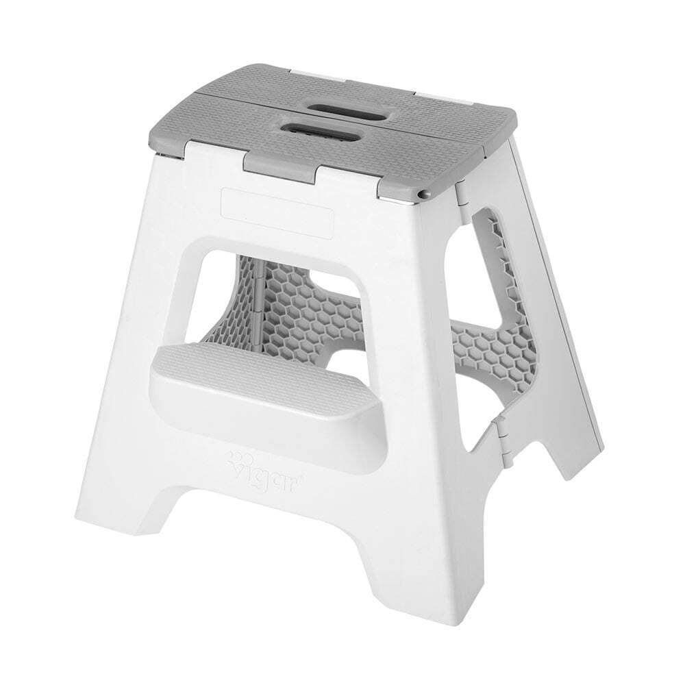 Vigar VGR-10569 40cm 2Step Plastic Foldable Non-Slip Stool Grey