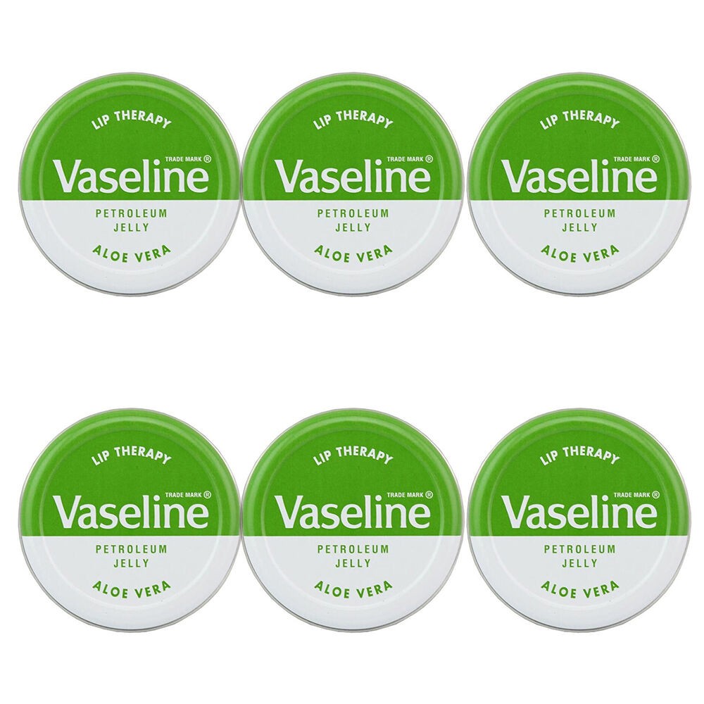 6PK Vaseline Lip Therapy Petroleum Moisturising Jelly Balm 20g Aloe Vera Green
