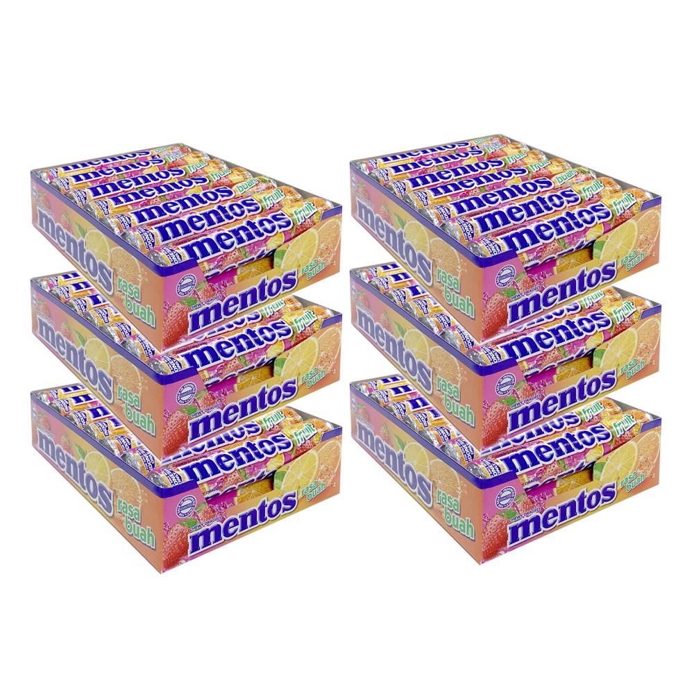 6x 14PK Mentos Fruity Fruit Candy Roll Confectionery Party Treats Gummy