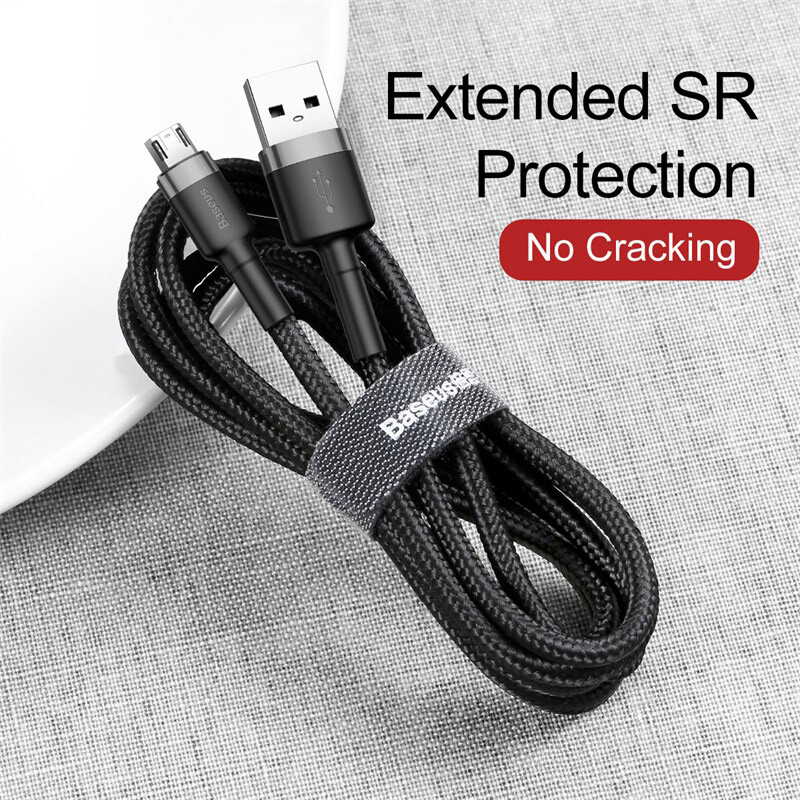 Baseus Cafule Phone Cable USB to Micro USB Fast Charging 1.5A 2M Gray Black