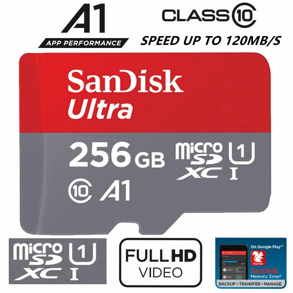 SanDisk Ultra MicroSD Card 256GB SDSQUA4-256G Class 10 A1 120Mb/s Camera