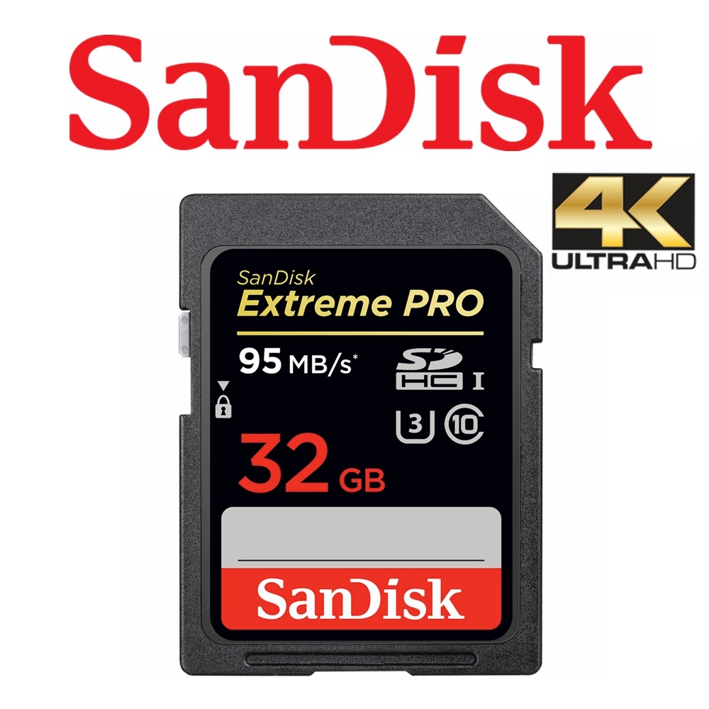 SanDisk Extreme Pro SD Card 32GB SDHC UHS-I U3 V30 95MB/s DSLR 4K UHD Video