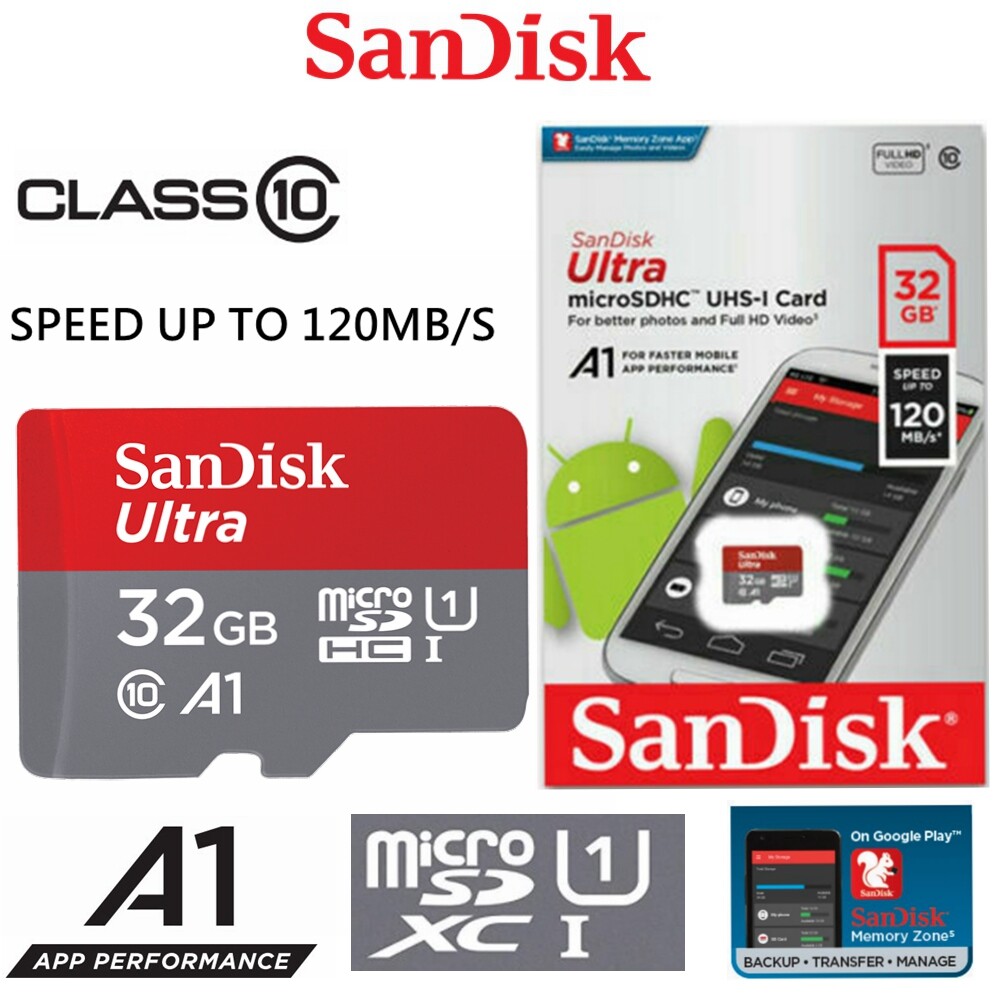 SanDisk 32GB MicroSDHC Memory Card Class 10 Extreme Camera Ultra A1
