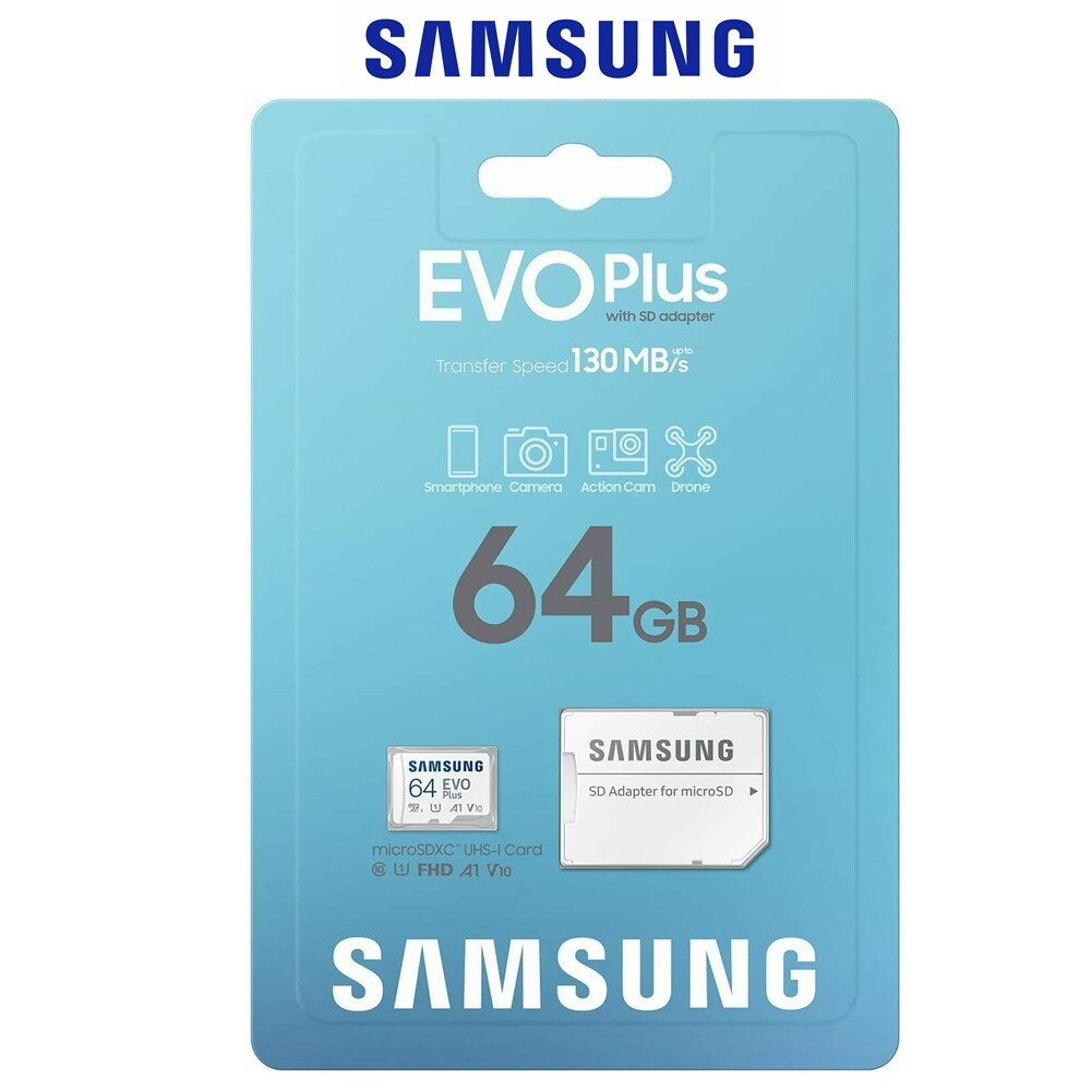 Samsung Evo Plus 64GB Micro SD Card microSDXC Class 10 130MB/s Camera Memory