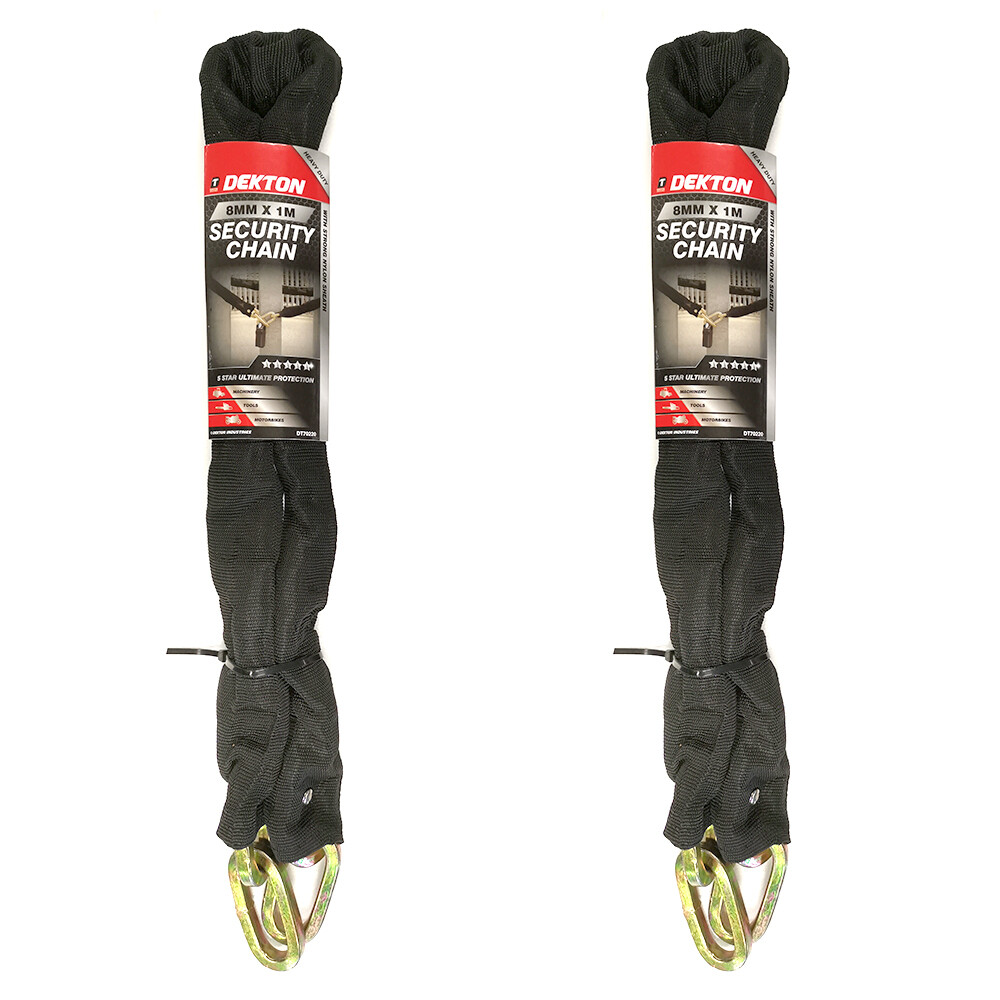 2x Dekton DT-70220_2PK 8mm 1m Security Chain w/Nylon Sheath