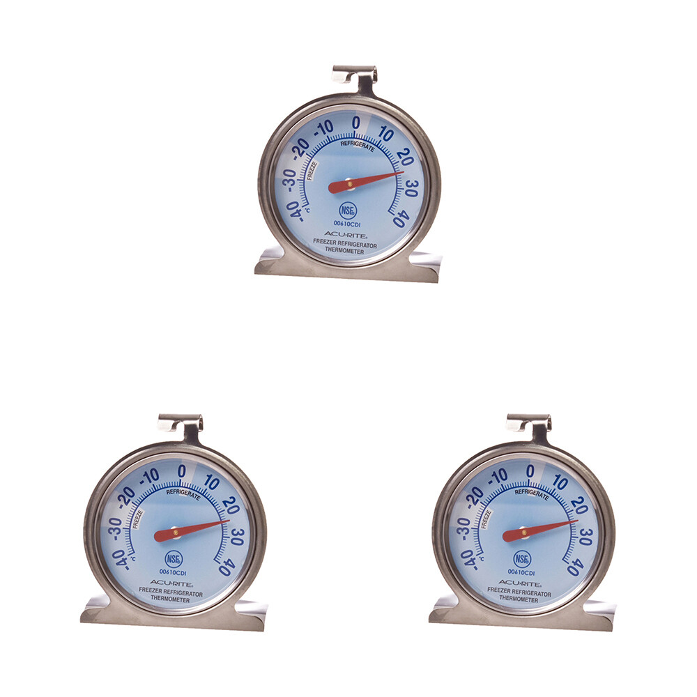 3PK Acurite 3013_3PK Refrigerator Fridge Freezer Thermometer Stainless Steel
