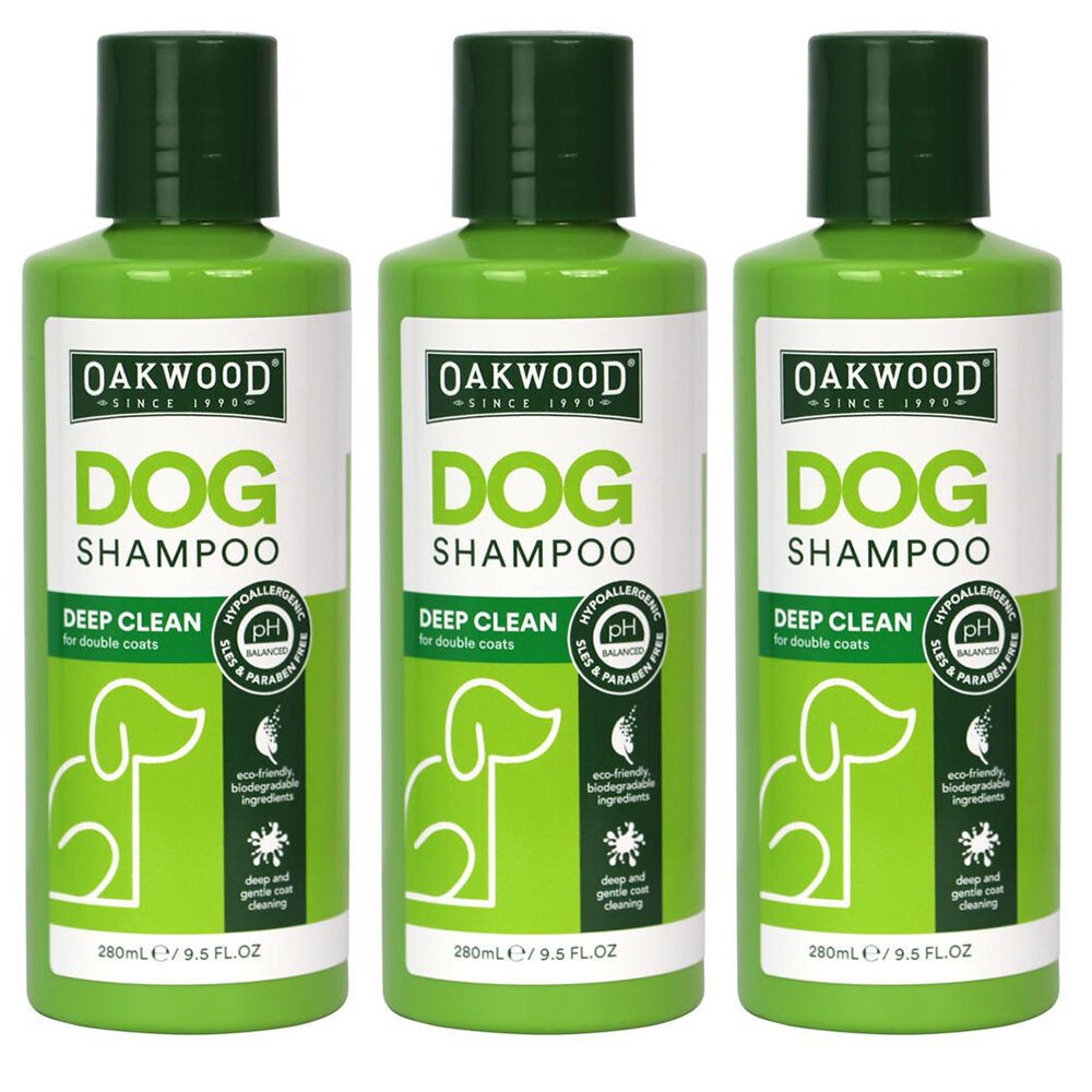 3x OAKWOOD OP162 280ml Deep Clean Tea Tree Dog Cleansing Shampoo All Breeds