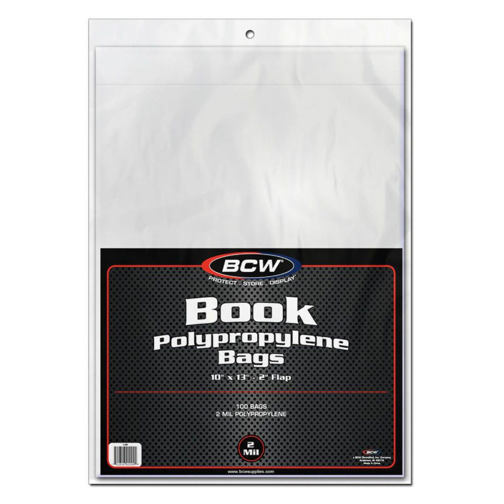 BCW 100pc Book Polypropylene Bag Sleeve Protector Acid-Free 10x13in Clear