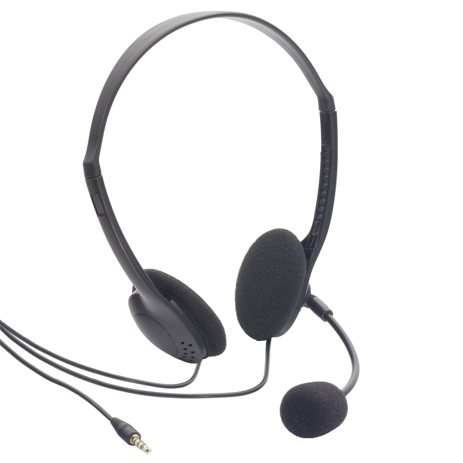 Moki ACC-HPLMB Ear Lite Headphones Headset Black Lightweight Boom Mic 3.5mm Jack