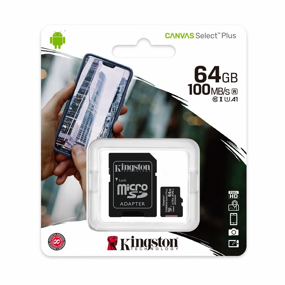 Kingston Canvas Select Plus MicroSD 64GB SDXC Class 10 UHS-I 100Mb/s