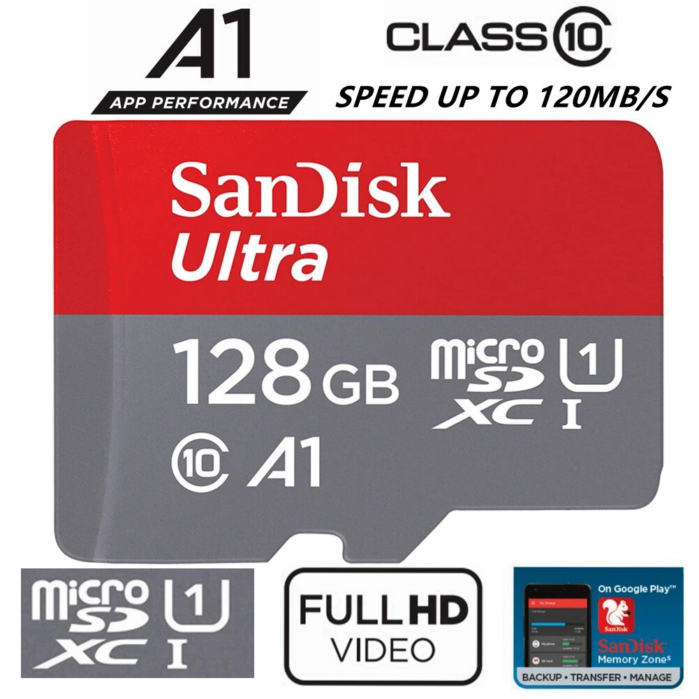 SanDisk Ultra 128GB microSDXC UHS-I SDXC Class 10 Memory Phone Camera Tablet