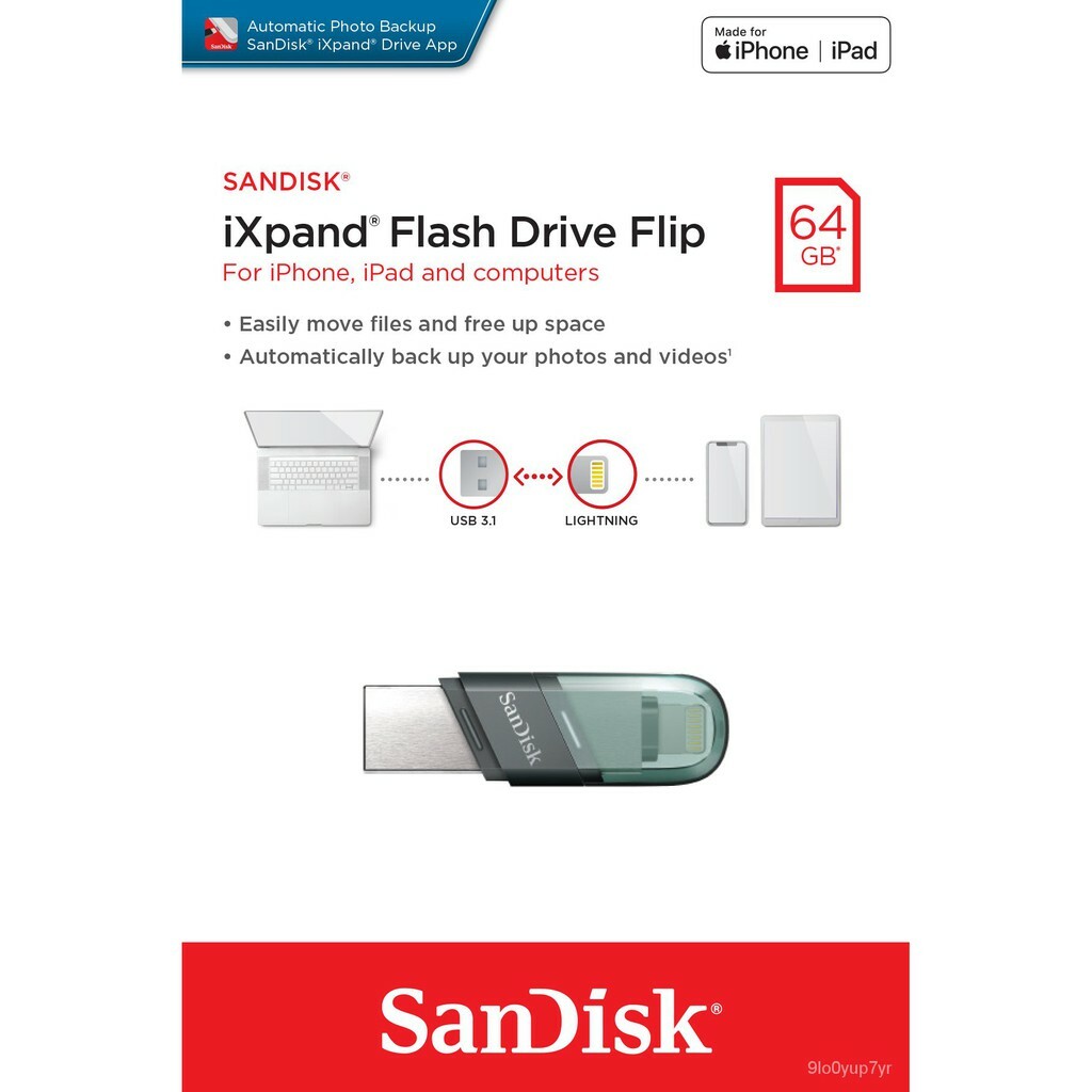 SanDisk IXPand Mini Flash Drive USB 3.0 64GB Dual-Drive iOS iPhone iPad