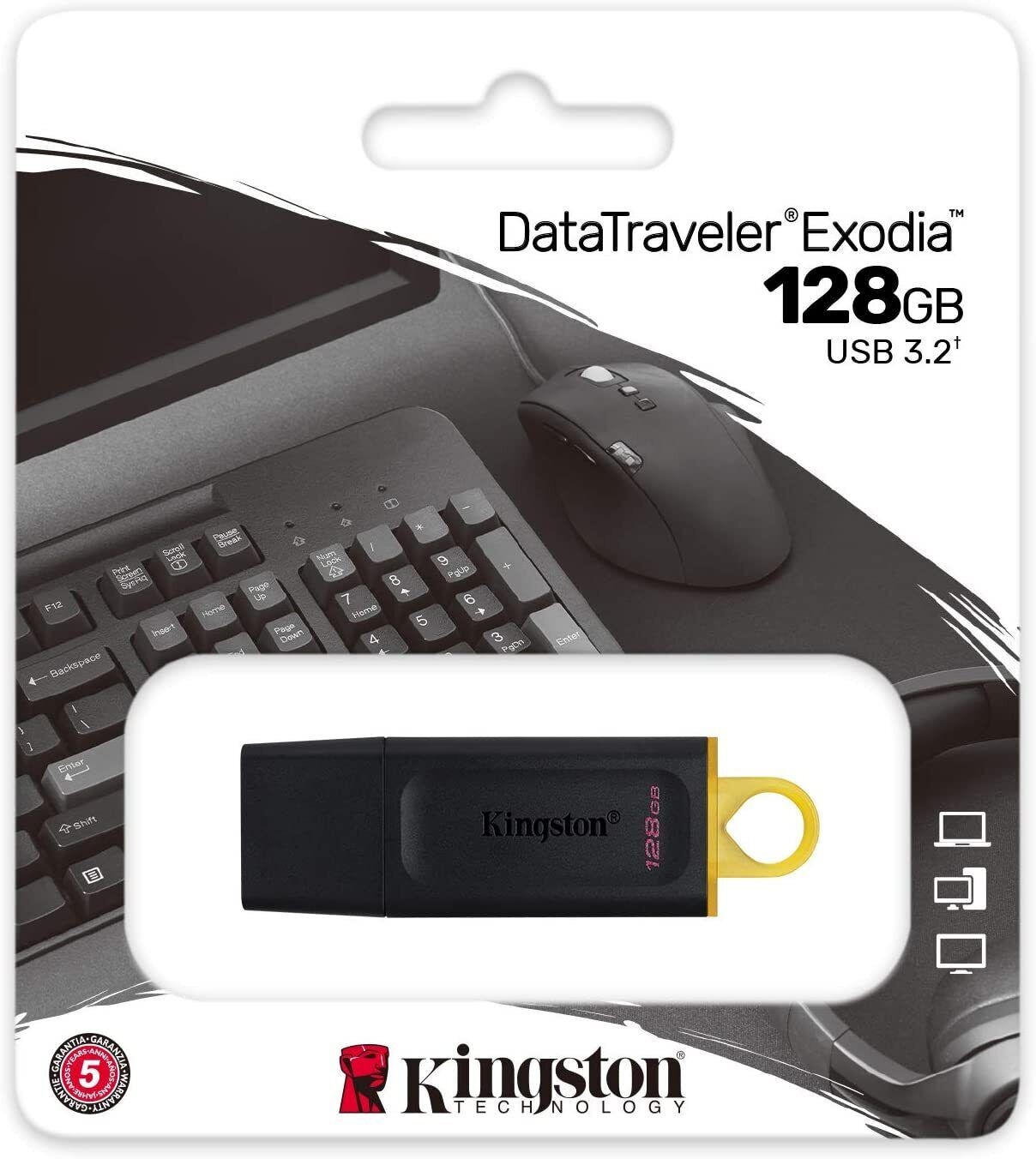 Kingston Exodia 128GB USB 3.0 Flash Drive DataTraveler 100mb/s Black