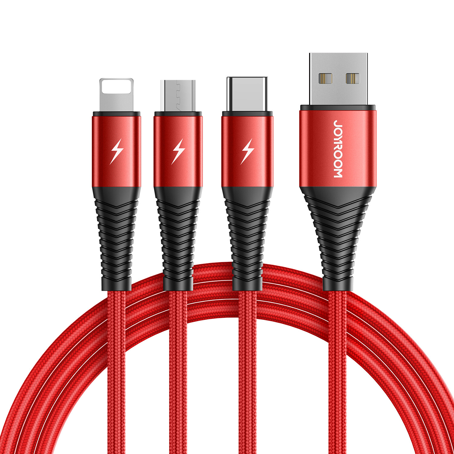 Joyroom 3 in 1 Phone Charging Cable 1.2M Red For iPh iPad Samsung Android