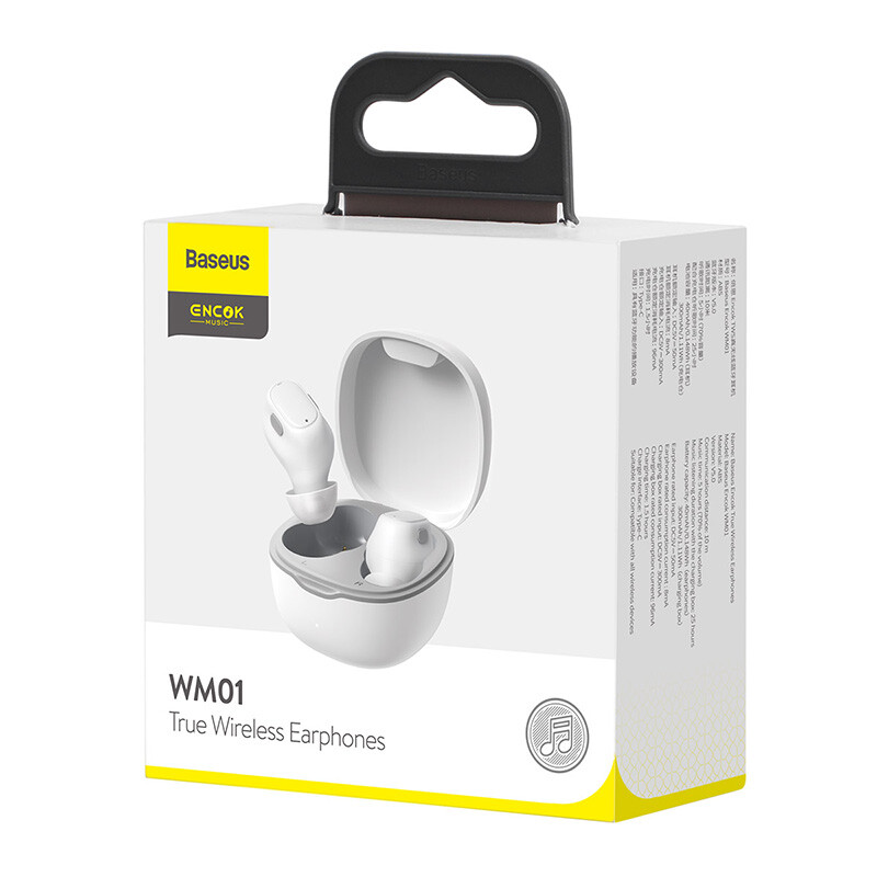 Baseus TWS Wireless Earbud Headphones Bluetooth 5.0 HD White Double