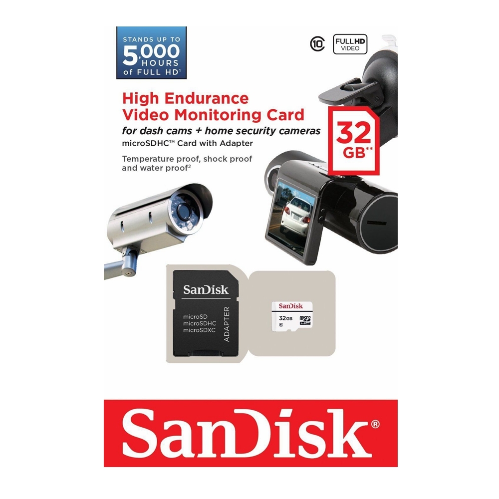 SanDisk MicroSDHC 32GB High Endurance Class 10 Dash Cam Surveillance Security