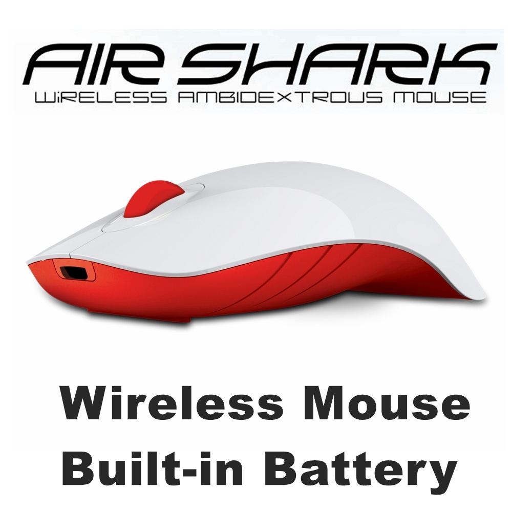 Morro Logic Airshark Wireless Optical USB Ergonomic PC Mouse Red Battery
