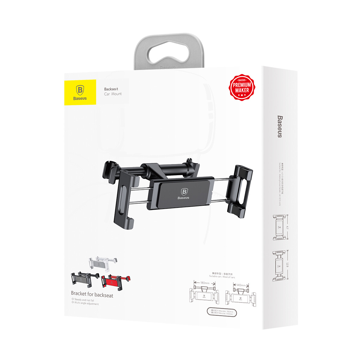 Baseus Car Backseat Phone Holder Headrest Clamp Mount Black Universal
