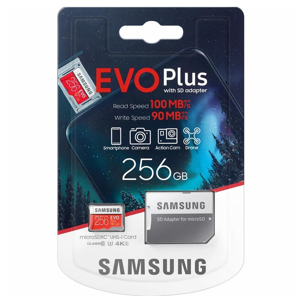 Samsung Evo Plus 256GB Micro SD Card microSDXC UHS-I Class10 U3 4K 100MB