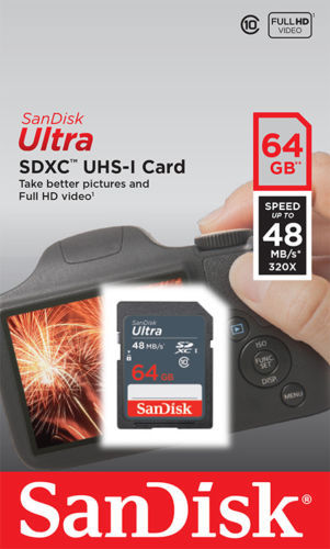 SanDisk Ultra 64GB SDXC Class 10 SDSDUNB-064G DSLR Camera Memory Card