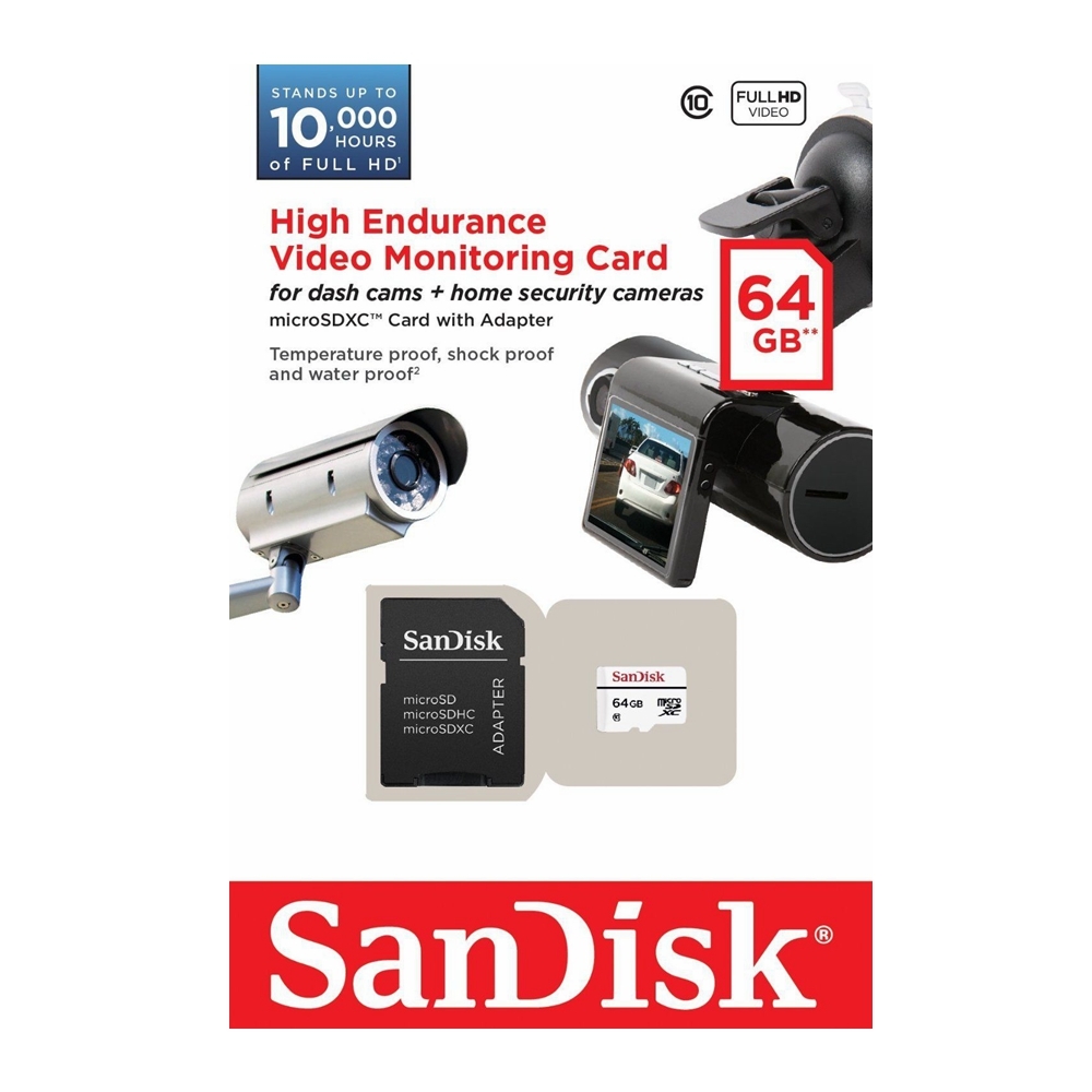 SanDisk High Endurance 64GB MicroSDHC Card Class 10 Dash Cam Security