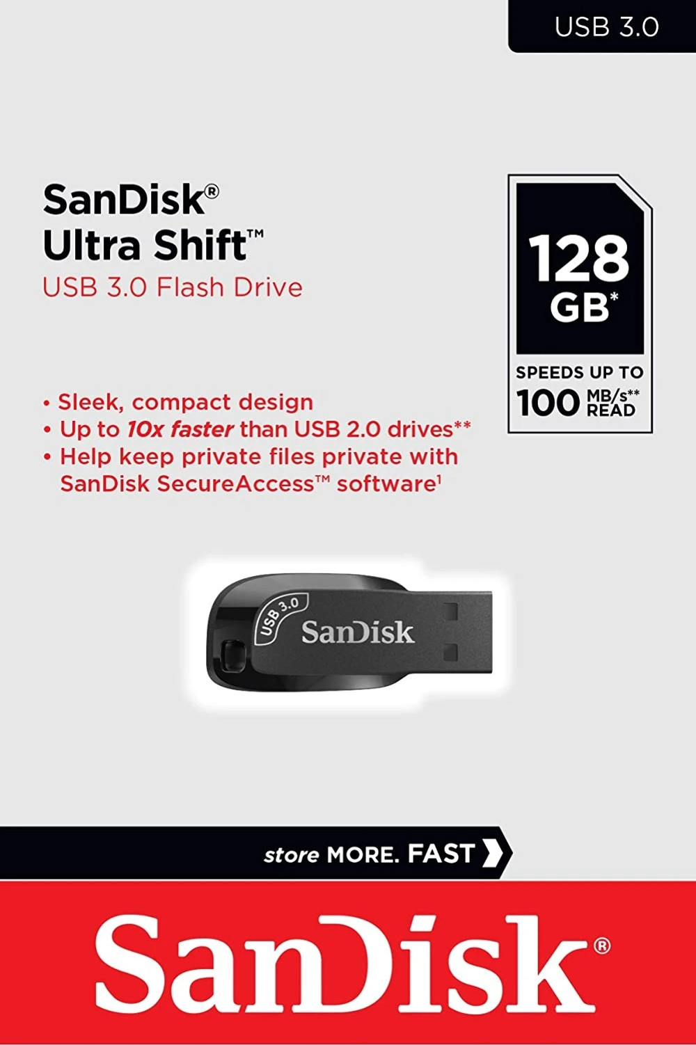 SanDisk 128GB Ultra Shift USB 3.0 Flash Drive SDCZ410 PC Mac Memory Stick