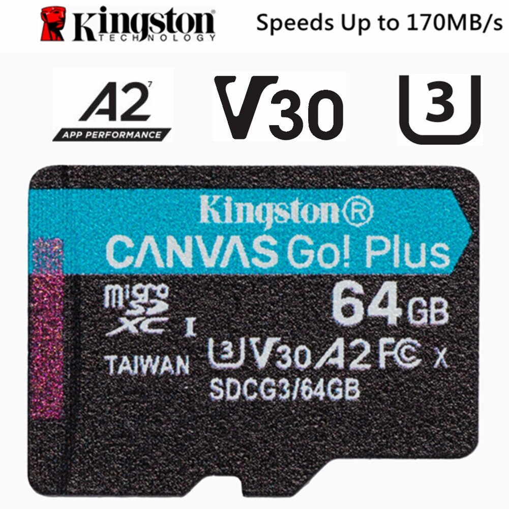 Kingston Canvas Go Plus 64GB MicroSD SDXC UHS-I 4K 170Mb/s Action Camera