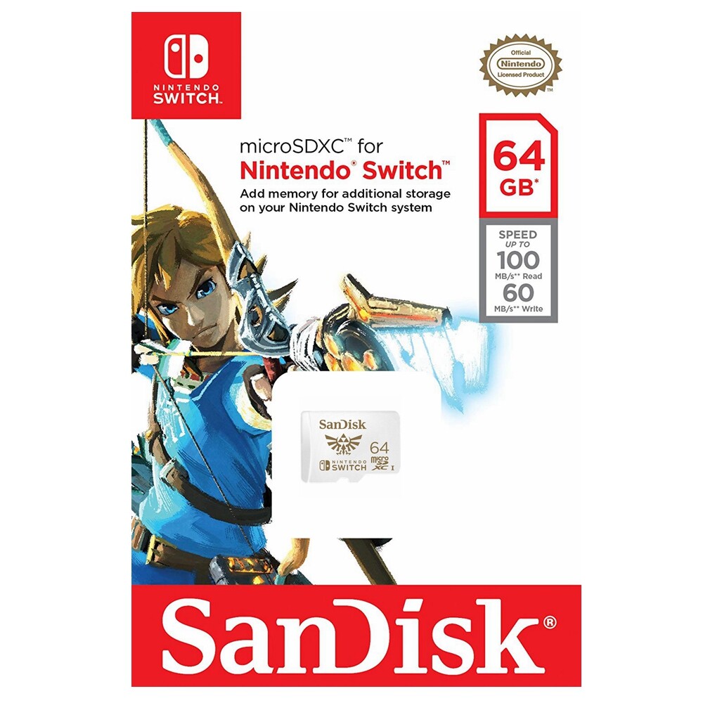 SanDisk Nintendo Switch MicroSDXC 64GB Class 10 100MB/s Licensed Memory Card