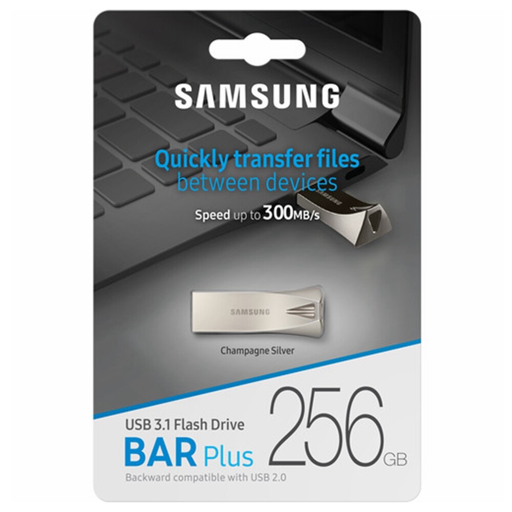 Samsung Bar Plus USB 3.1 Flash Drive 256GB Silver MUF-256BE3 300Mb/s