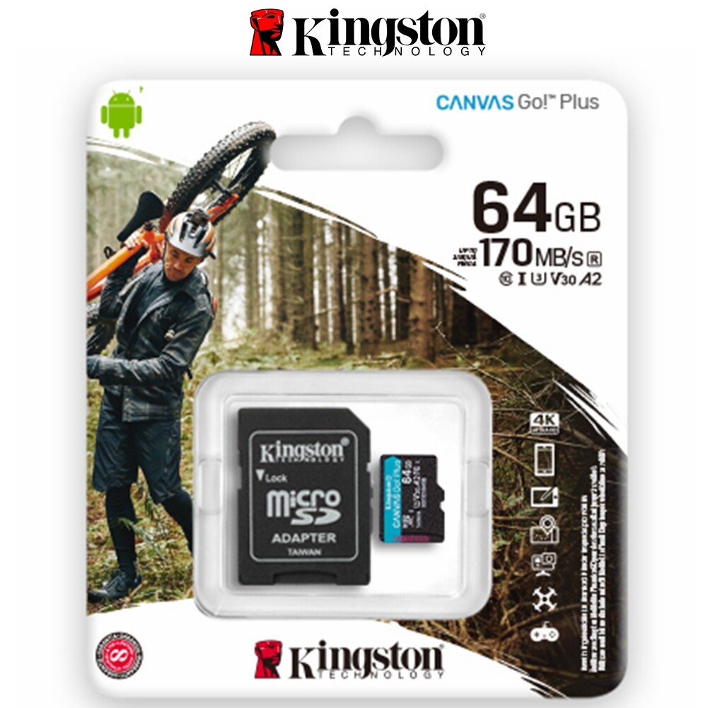 Kingston Canvas Go Plus 64GB MicroSD SDXC U3 V30 A2 TF Memory Card