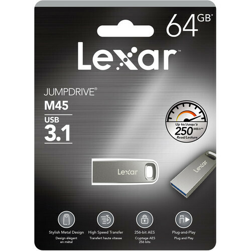 Lexar JumpDrive M45 64GB USB 3.1 Flash Drive Memory Stick 250MB/s