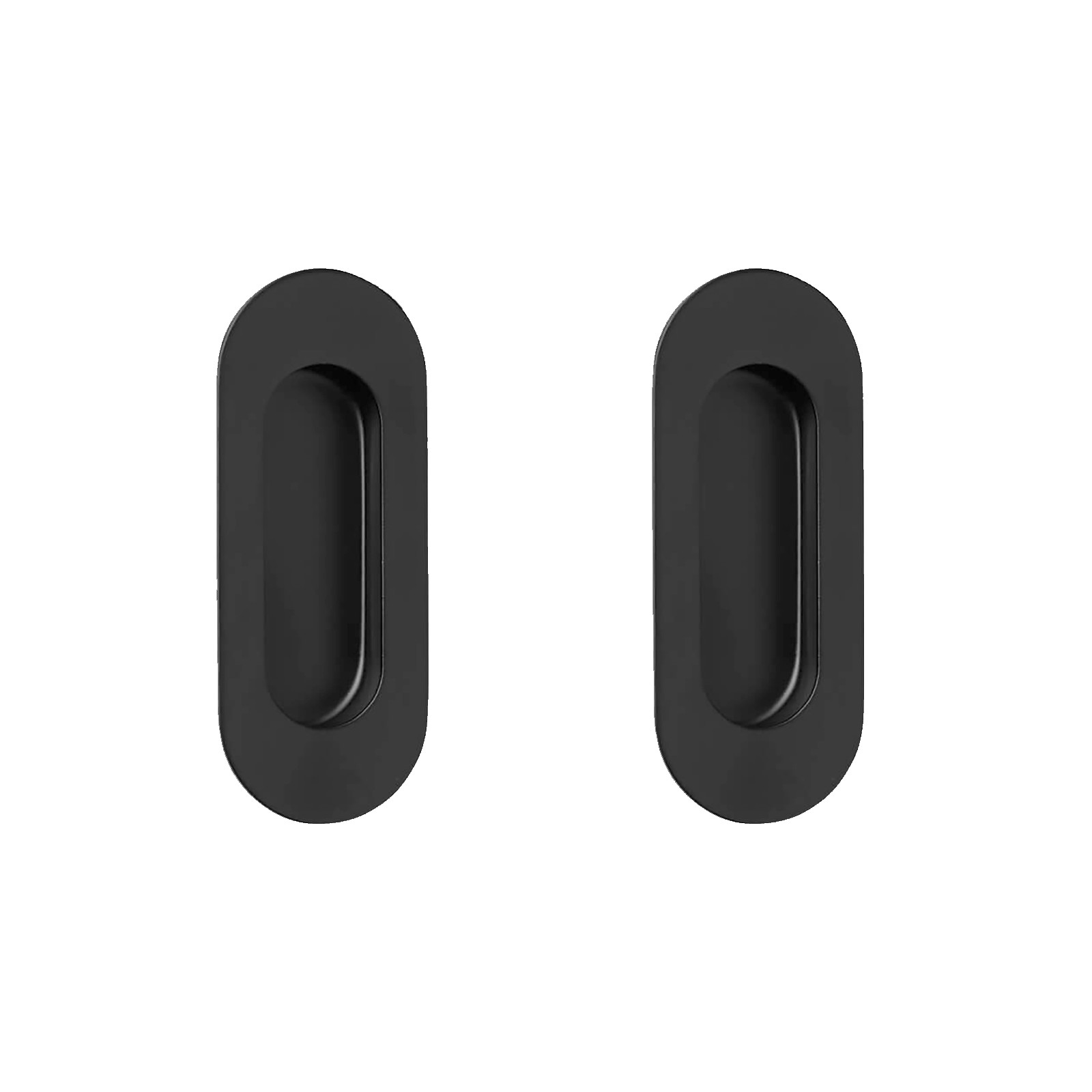 Delf 100mm Matte Black Oval Flush Pull - 2 pieces