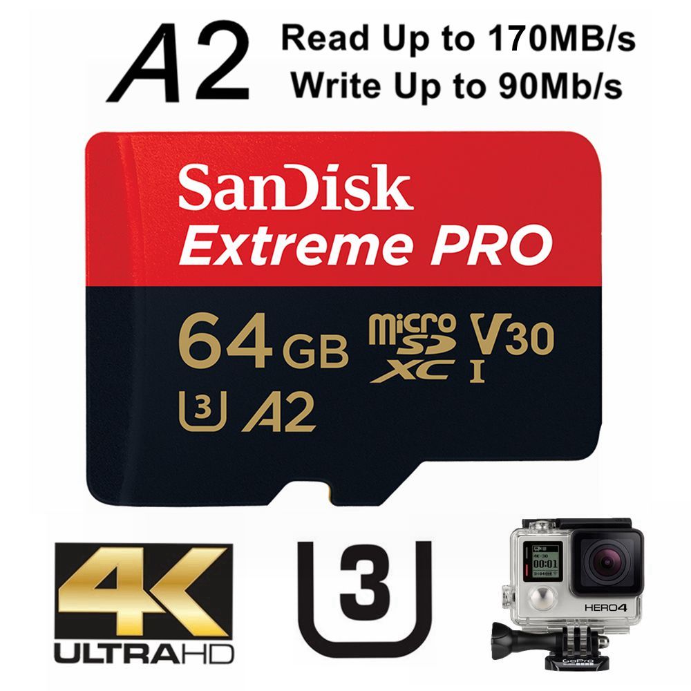 SanDisk Extreme Pro 64GB microSDXC UHS-I Class 10 A2 170MB/s Memory Card