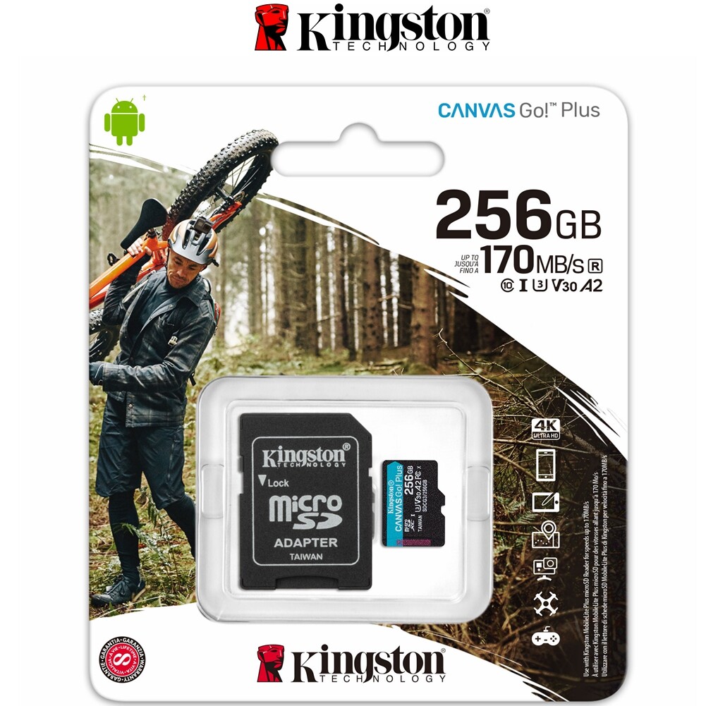 Kingston Canvas Go Plus MicroSD 256GB SDXC U3 V30 TF Memory Card