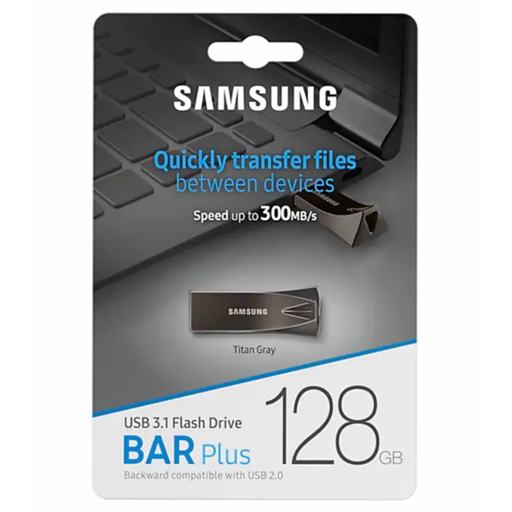 Samsung Bar Plus USB 3.1 Flash Drive 128GB Gray 300Mb/s Waterproof MUF-128BE4