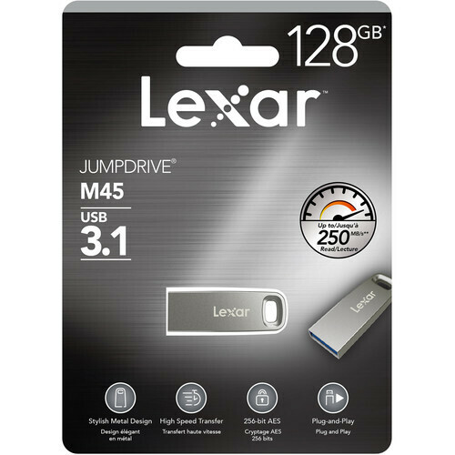 Lexar JumpDrive M45 USB 3.1 128GB Flash Drive Memory Stick LJDM45-128ABSL
